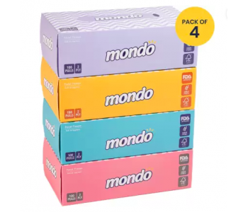MONDO FACIAL TISSUE BOX  2PLY 100PULLS PACK 0F 4